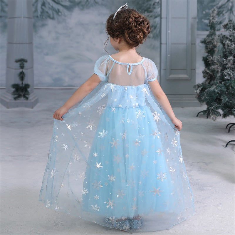 Frozen Elsa Princess Sequins Girls Costume Dresses For Cosplay Party Holiday Fancy Dress