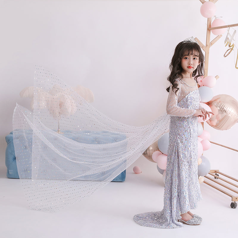 Frozen 2 Toddler Kids Elsa Princess Sequins Girls Costume Trailing Dresses For Birthday Holiday Cosplay Party