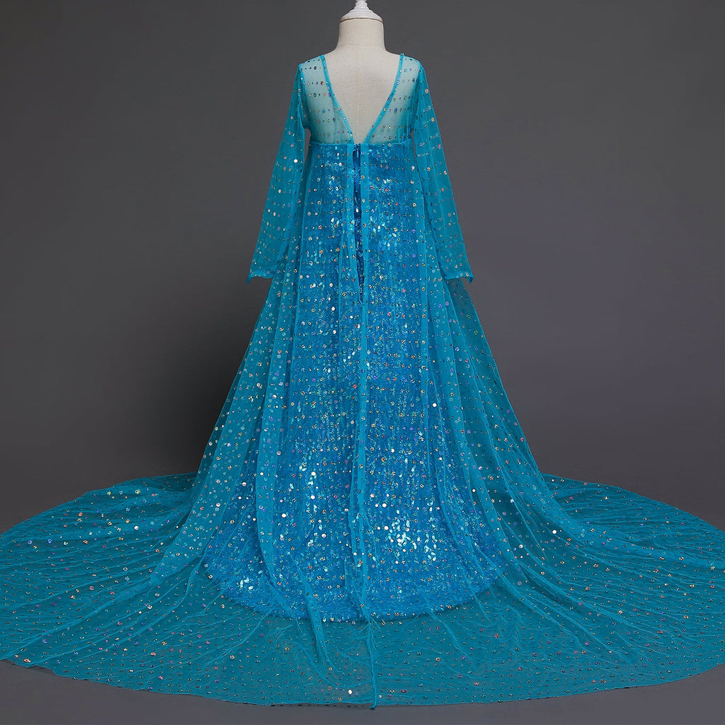 Frozen 2 Toddler Kids Elsa Princess Sequins Girls Costume Trailing Dresses For Birthday Holiday Cosplay Party