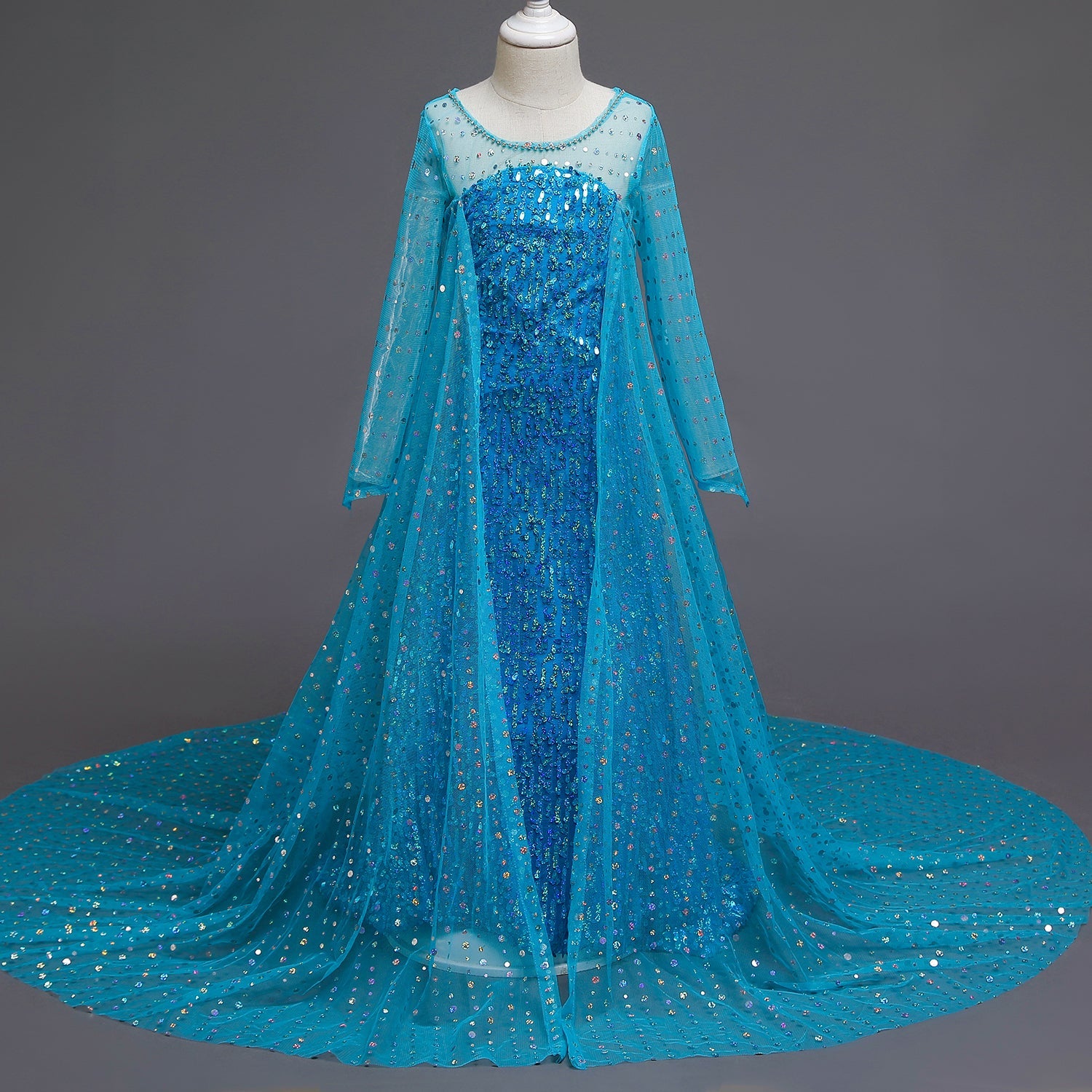 Frozen 2 Toddler Kids Elsa Princess Sequins Girls Costume Trailing Dresses For Birthday Holiday Cosplay Party