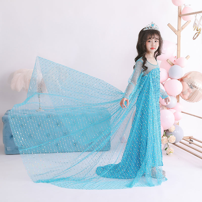 Frozen 2 Toddler Kids Elsa Princess Sequins Girls Costume Trailing Dresses For Birthday Holiday Cosplay Party
