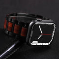 Natural Red Sandalwood & Metal Watch Band