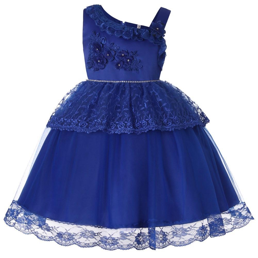 Flower Girl Dresses Lace Cute Princess Kids Formal Wedding Birthday Holiday Party