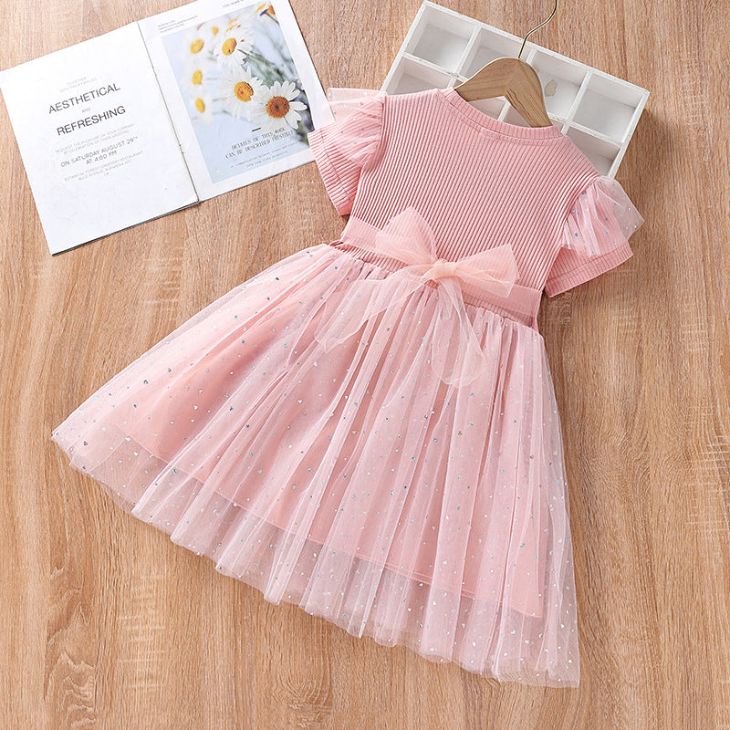 Elsa Bow New Girl Lace Dress Toddler Princess Costume For Casual Wear Holiday Birthday Party