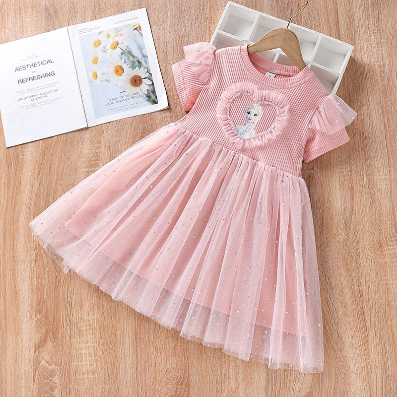 Elsa Bow New Girl Lace Dress Toddler Princess Costume For Casual Wear Holiday Birthday Party