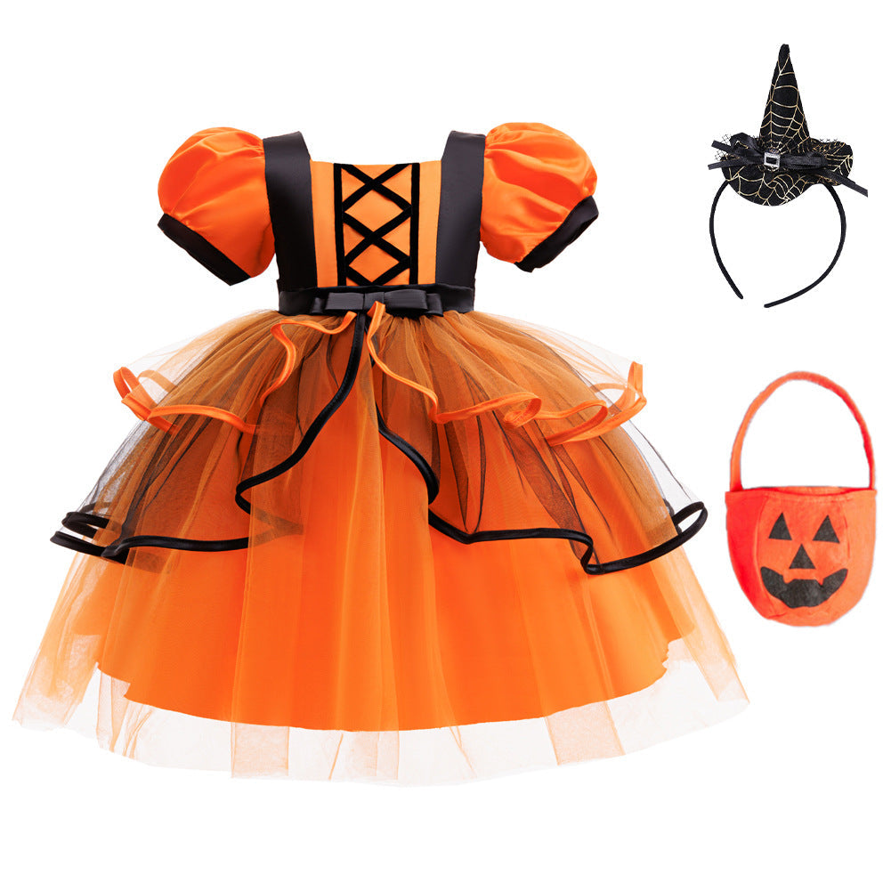 Witch Cosplay Girl Costume Dress Set For Party Holiday Halloween Masquerade