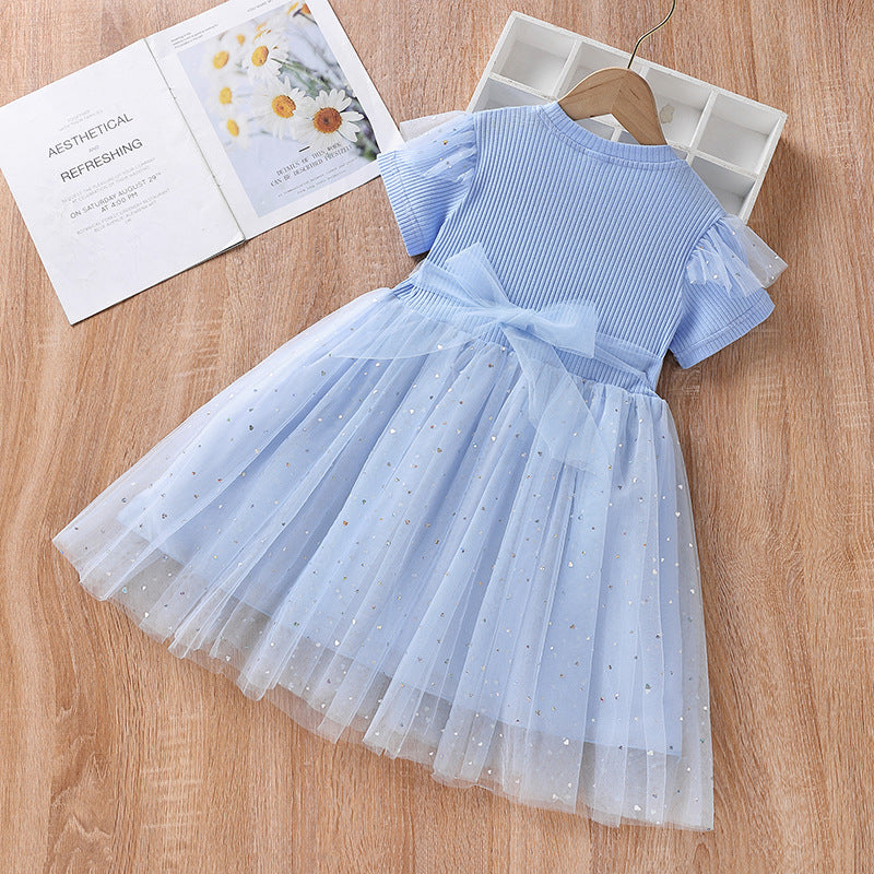 Elsa Bow New Girl Lace Dress Toddler Princess Costume For Casual Wear Holiday Birthday Party
