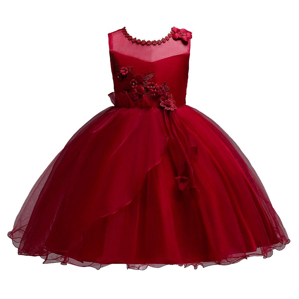 Flower Girl Dresses Kids Toddler Princess Knee Length Formal Bridesmaid Wedding Party Dress