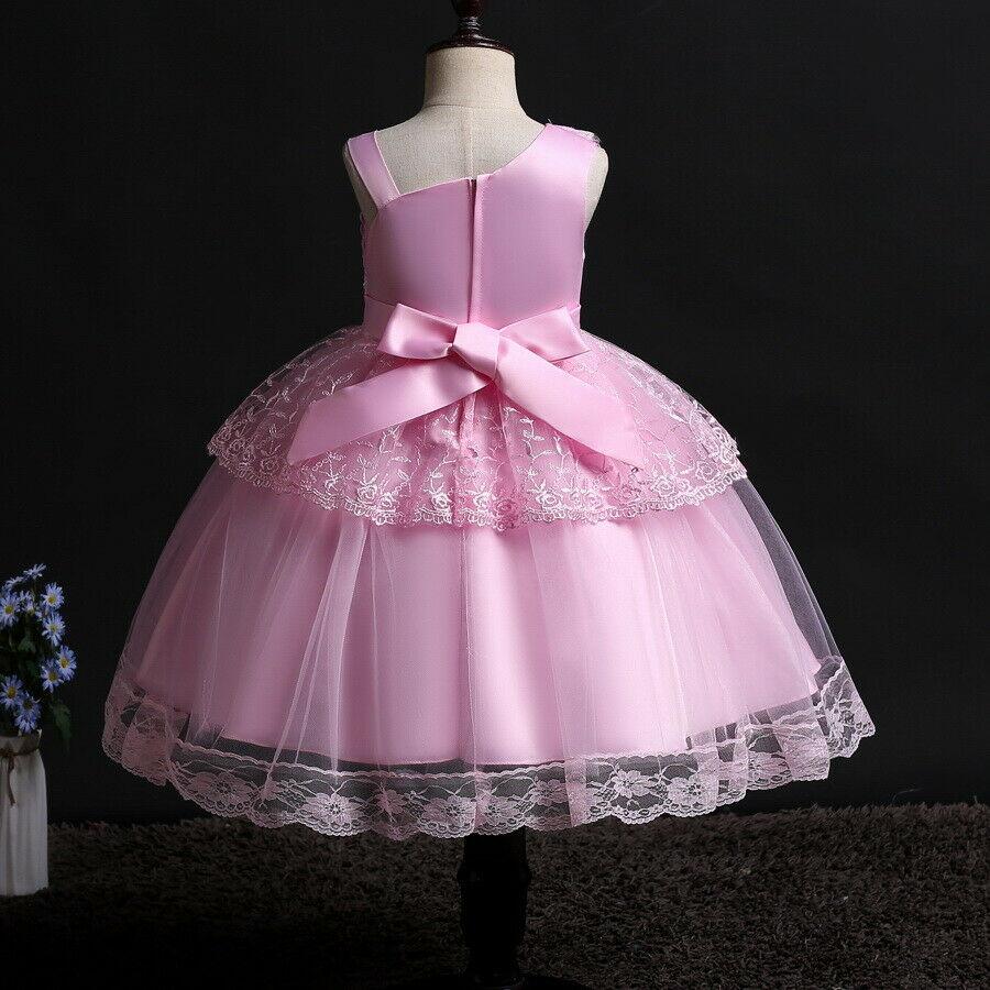 Flower Girl Dresses Lace Cute Princess Kids Formal Wedding Birthday Holiday Party