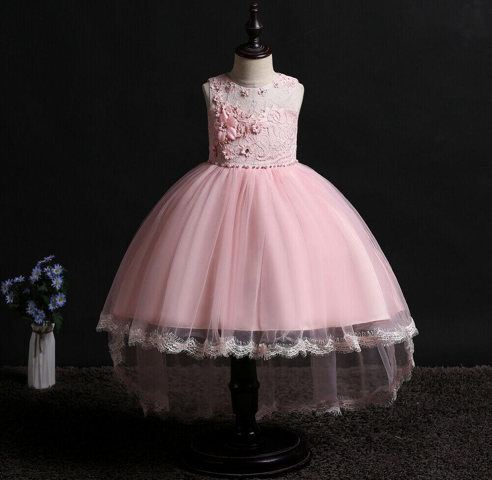 Flower Girl Dresses Toddler Kids Princess Wedding Formal Tulle Holiday Party Trailing Dresses