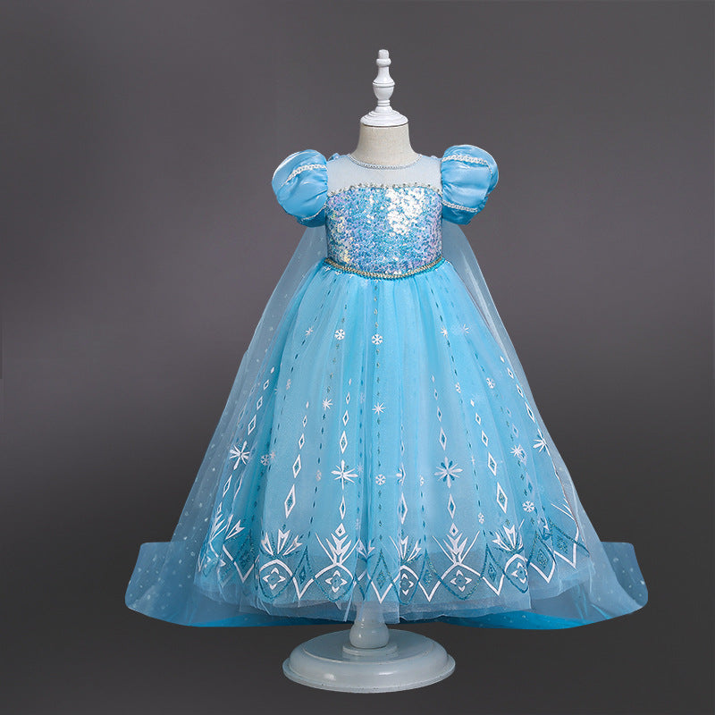 Frozen 2 Toddler Sequins Princess Trailing Costume Elsa Dress for Girls
