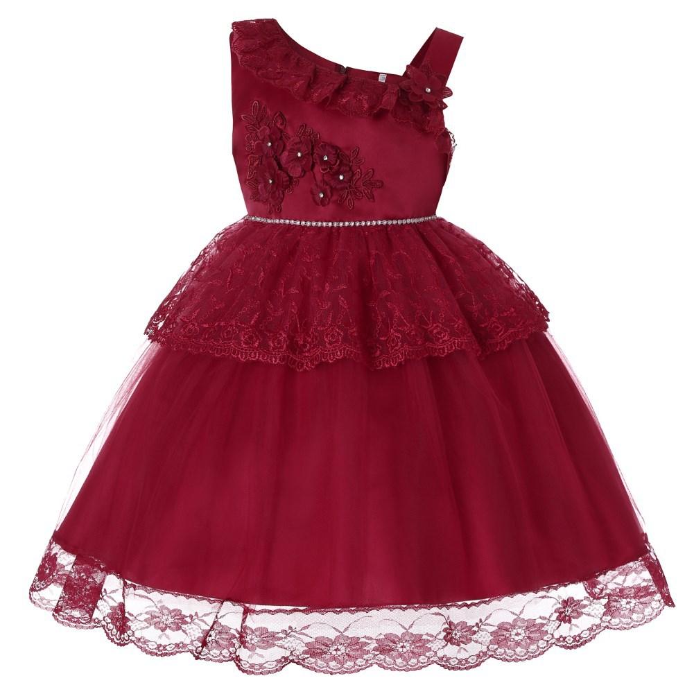 Flower Girl Dresses Lace Cute Princess Kids Formal Wedding Birthday Holiday Party