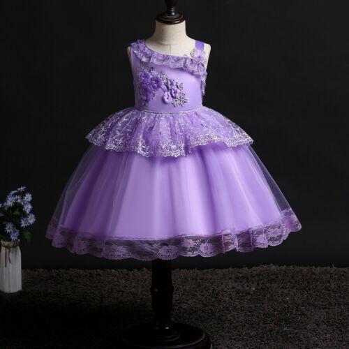 Flower Girl Dresses Lace Cute Princess Kids Formal Wedding Birthday Holiday Party