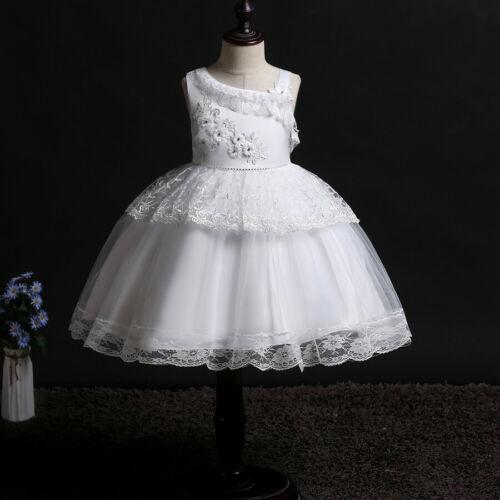 Flower Girl Dresses Lace Cute Princess Kids Formal Wedding Birthday Holiday Party