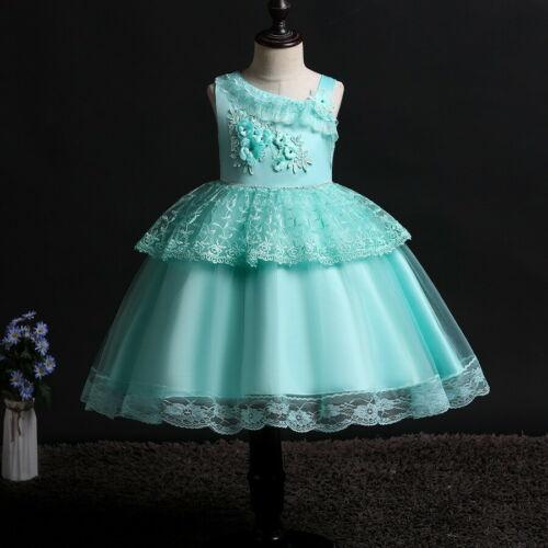 Flower Girl Dresses Lace Cute Princess Kids Formal Wedding Birthday Holiday Party