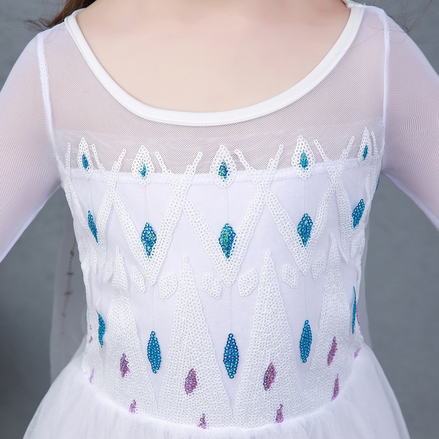 Frozen 2 Girls Elsa Princess Long Sleeve Tulle Cosplay Costume Dresses with Cape For Party Holidays