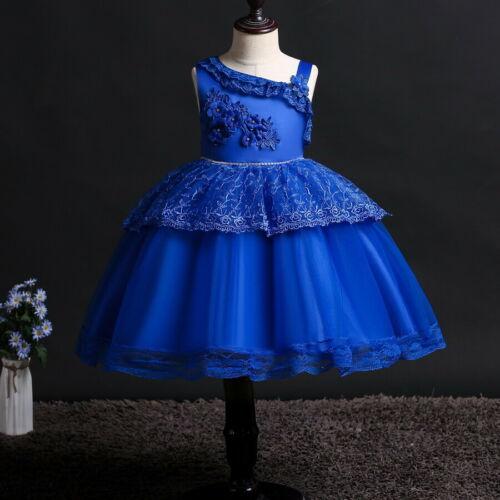 Flower Girl Dresses Lace Cute Princess Kids Formal Wedding Birthday Holiday Party