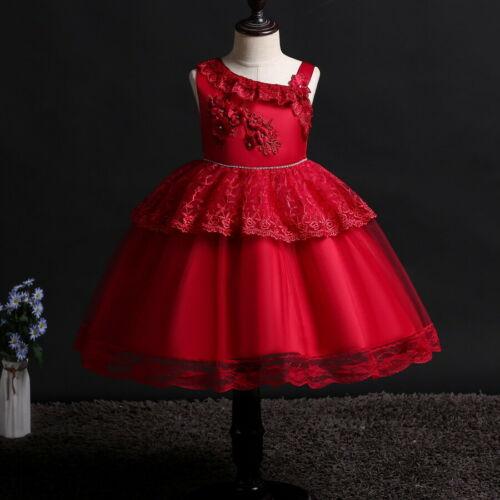 Flower Girl Dresses Lace Cute Princess Kids Formal Wedding Birthday Holiday Party
