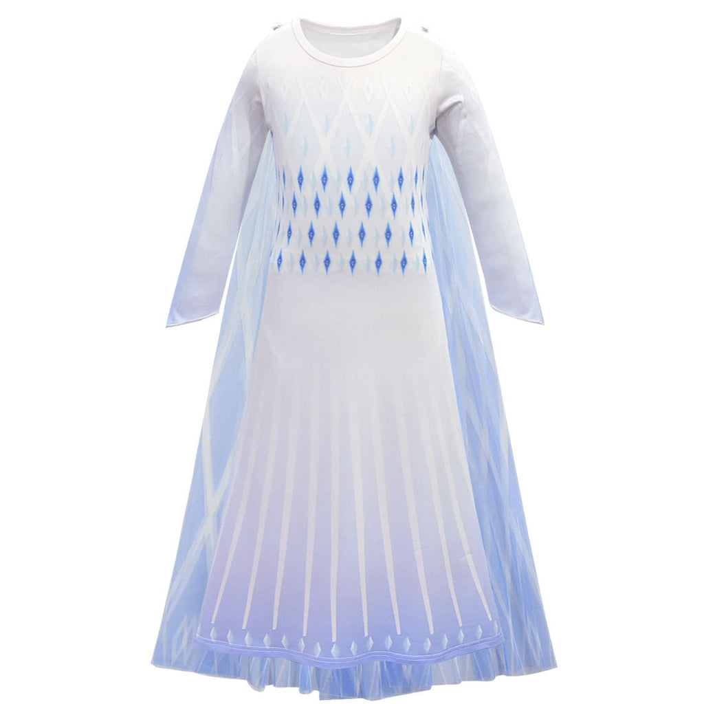 Frozen 2 Girls Elsa Princess Long Sleeve Cosplay Costume Dresses With Cape For Party Holidays