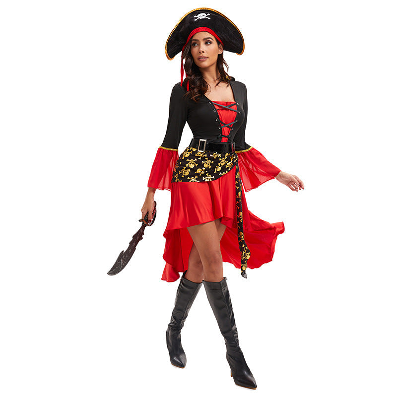 Pirate Dress Costume Woman Cosplay Princess Dresses With Cape For Adult