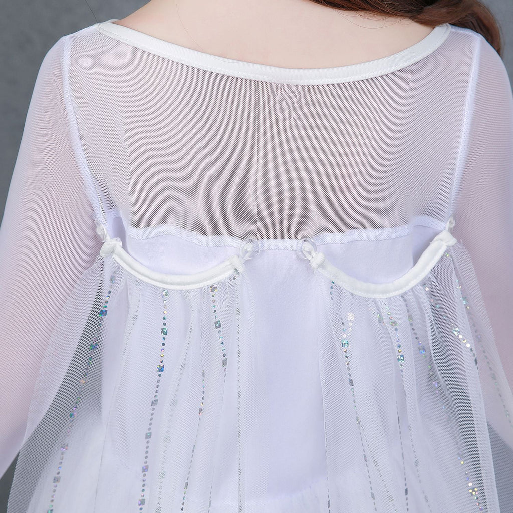 Frozen 2 Girls Elsa Princess Long Sleeve Tulle Cosplay Costume Dresses with Cape For Party Holidays