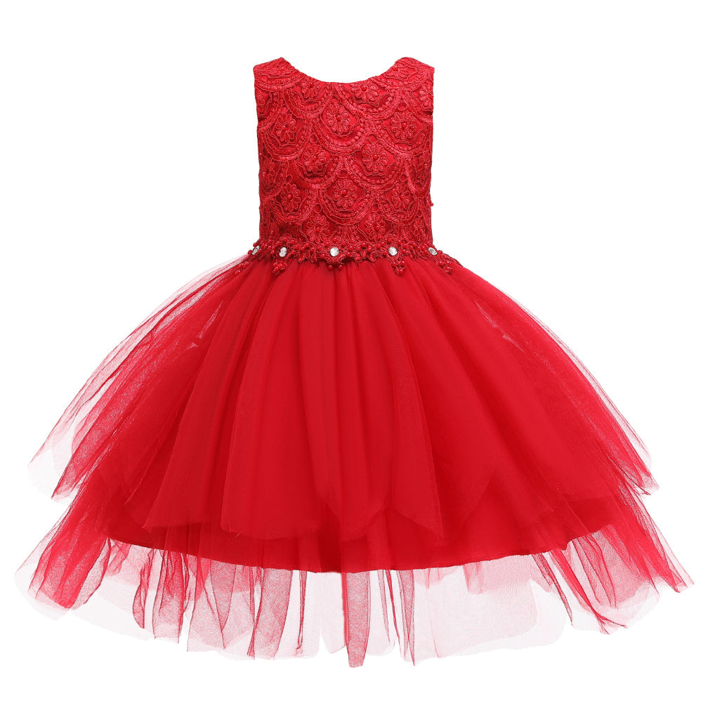 Flower Girl Dresses Toddler Kids Pearl Tutu Princess Wedding Bridesmaid Formal Graduation