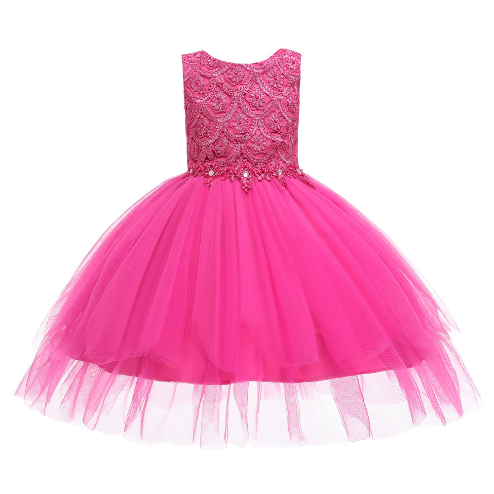 Flower Girl Dresses Toddler Kids Pearl Tutu Princess Wedding Bridesmaid Formal Graduation