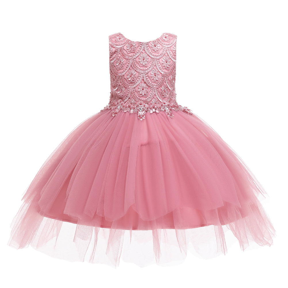 Flower Girl Dresses Toddler Kids Pearl Tutu Princess Wedding Bridesmaid Formal Graduation