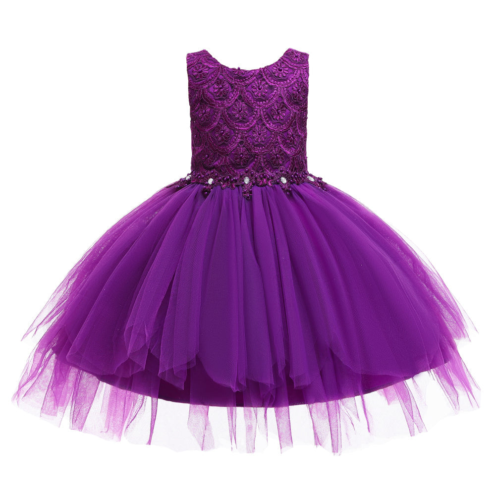 Flower Girl Dresses Toddler Kids Pearl Tutu Princess Wedding Bridesmaid Formal Graduation