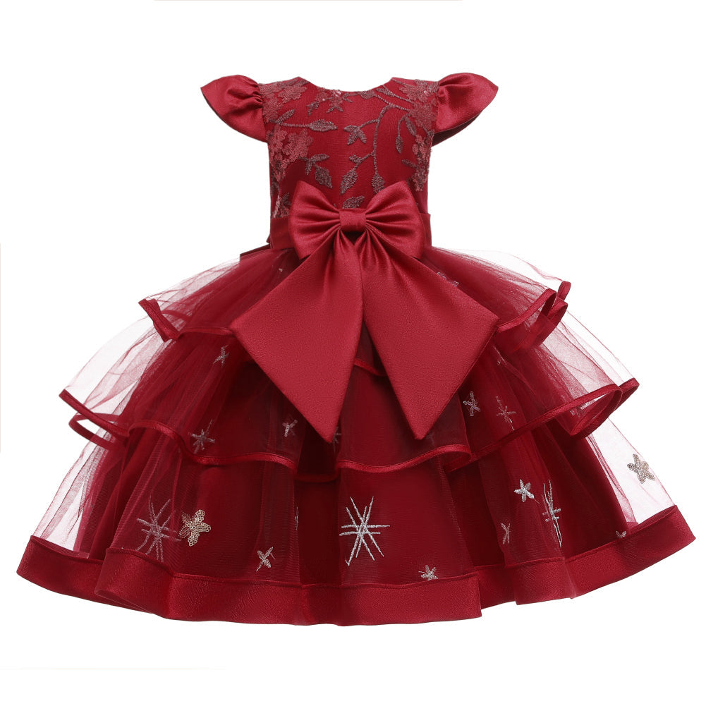 Flower Girl Dresses Ruffle Toddler Kids Knee Length Princess Wedding Formal Holiday Birthday Party