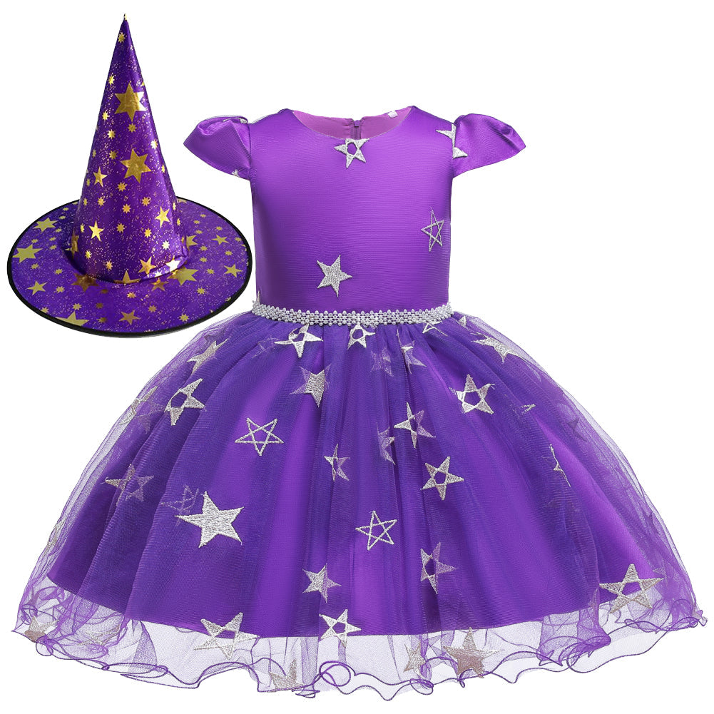 Baby Toddler Kids Witch Costume Dresses With Hat