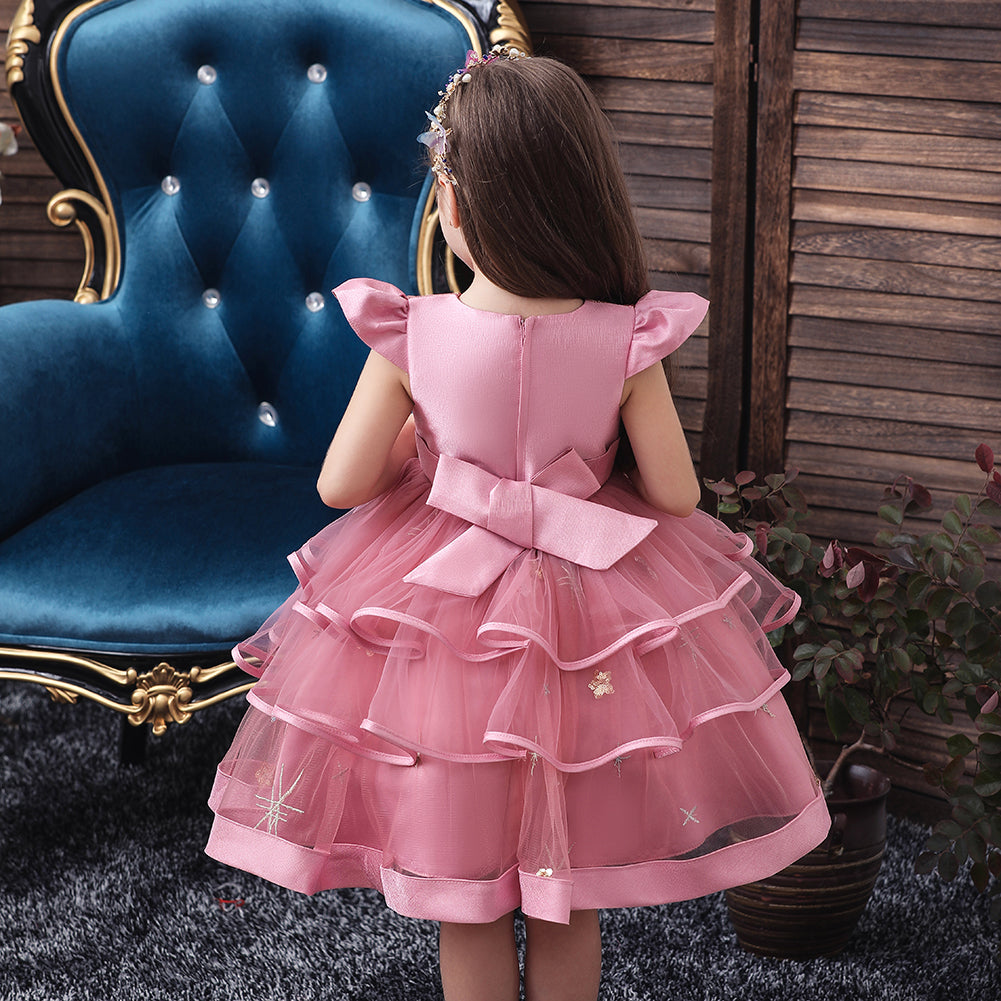Flower Girl Dresses Ruffle Toddler Kids Knee Length Princess Wedding Formal Holiday Birthday Party