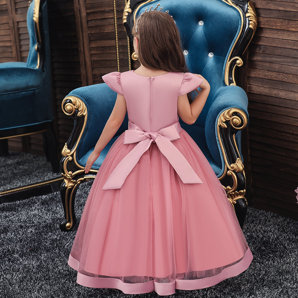 Flower Girl Dress Kids Princess Wedding Graduation Tulle Formal Holiday Party Ball Gown