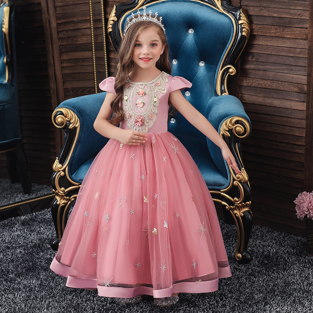Flower Girl Dress Kids Princess Wedding Graduation Tulle Formal Holiday Party Ball Gown