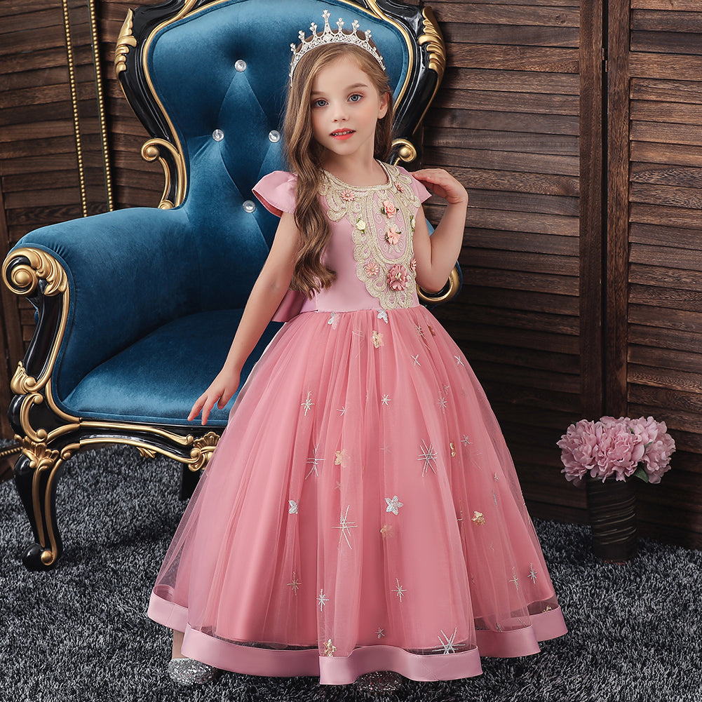 Flower Girl Dress Kids Princess Wedding Graduation Tulle Formal Holiday Party Ball Gown