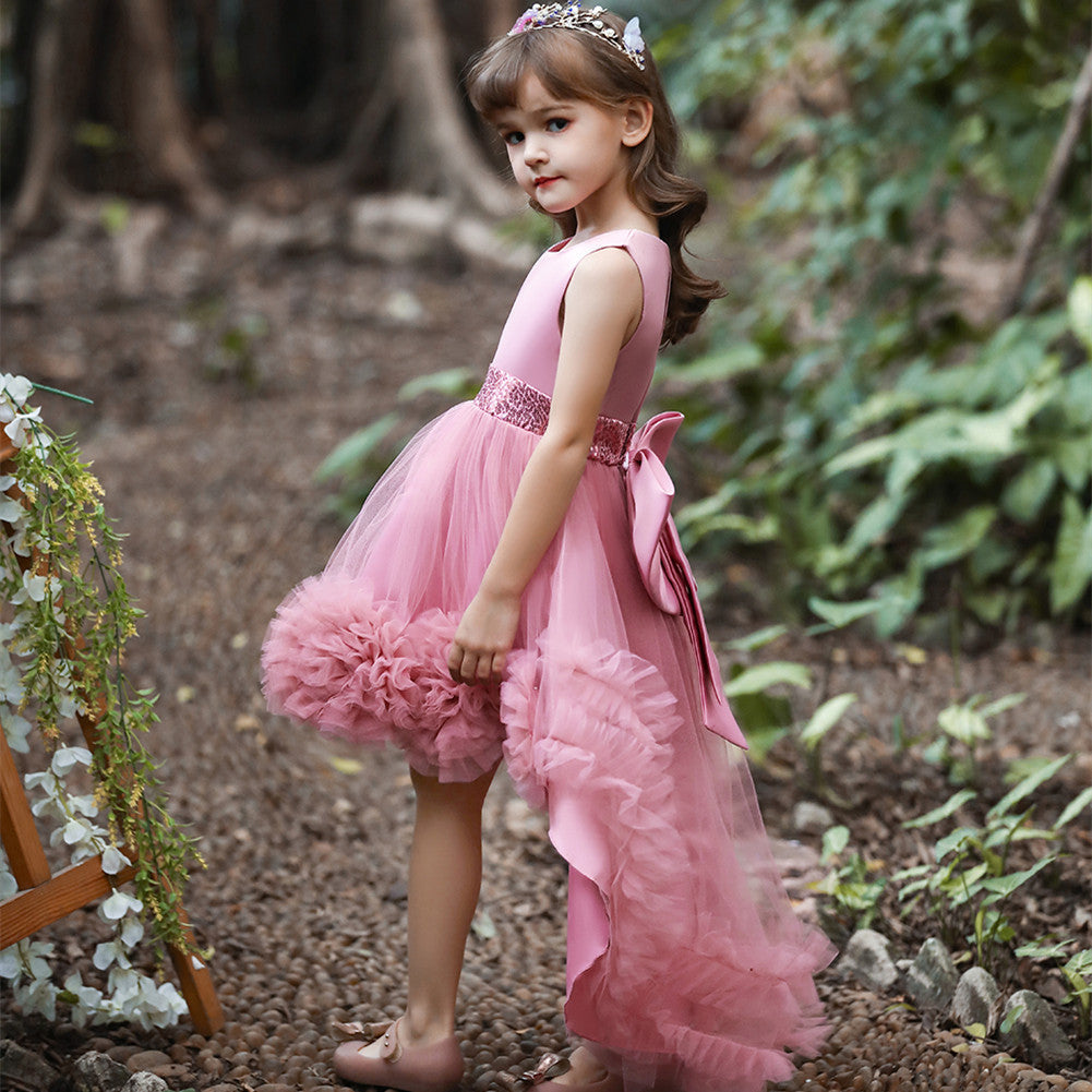 Flower Girl Dress Toddler Kids Princess Wedding Dress Graduation Trailing Formal Special Occasions