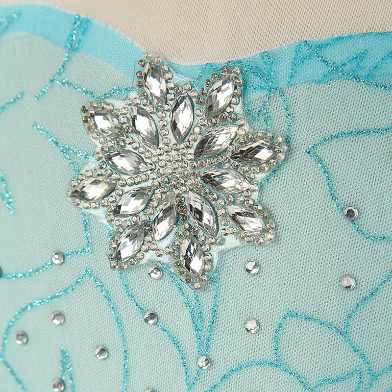 Frozen Elsa Princess Girls Costume Dresses With Tailing Cape