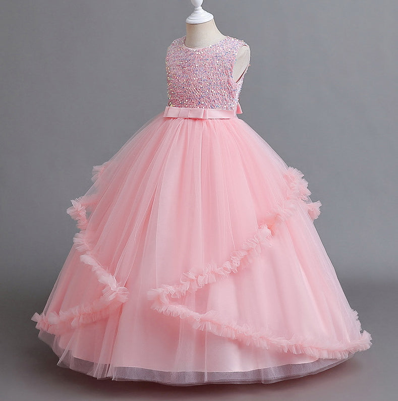 Flower Girl Dress Sequins Princess Birthday Costume Ball Gown
