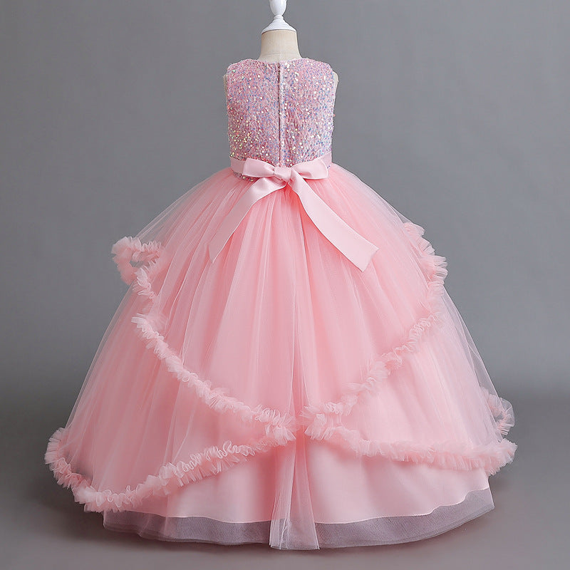 Flower Girl Dress Sequins Princess Birthday Costume Ball Gown