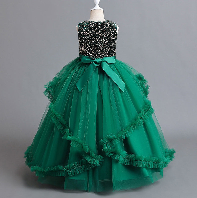 Flower Girl Dress Sequins Princess Birthday Costume Ball Gown