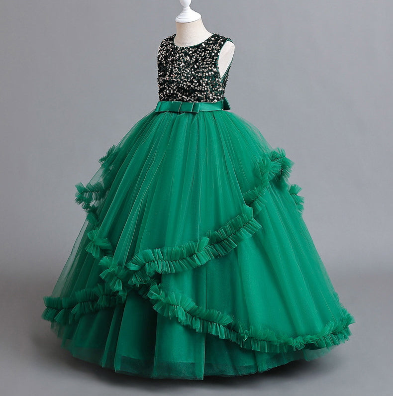 Flower Girl Dress Sequins Princess Birthday Costume Ball Gown
