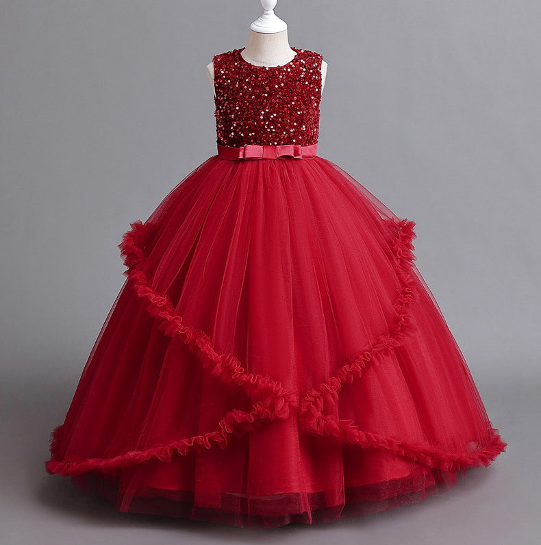 Flower Girl Dress Sequins Princess Birthday Costume Ball Gown