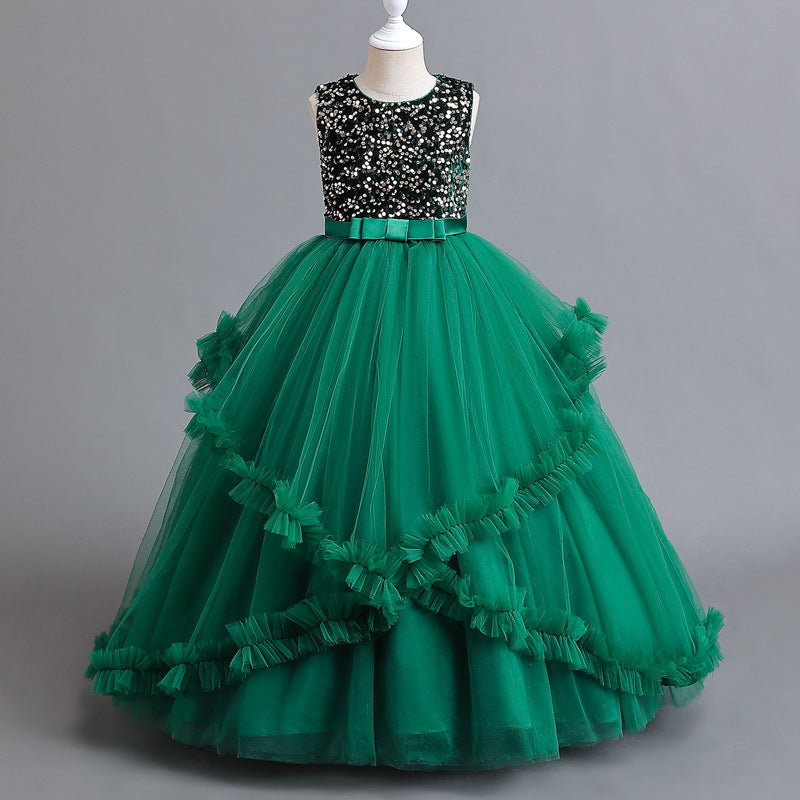 Flower Girl Dress Sequins Princess Birthday Costume Ball Gown