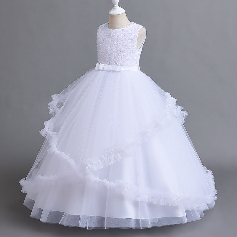 Flower Girl Dress Sequins Princess Birthday Costume Ball Gown