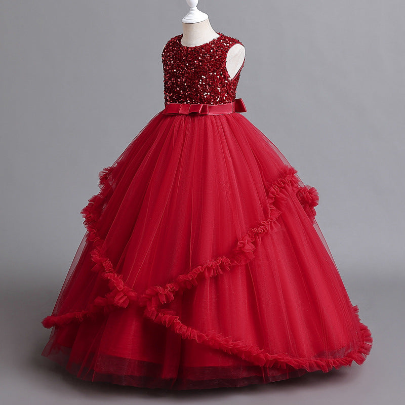 Flower Girl Dress Sequins Princess Birthday Costume Ball Gown