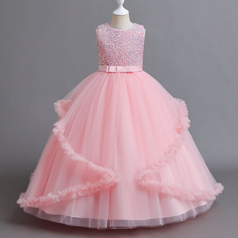 Flower Girl Dress Sequins Princess Birthday Costume Ball Gown