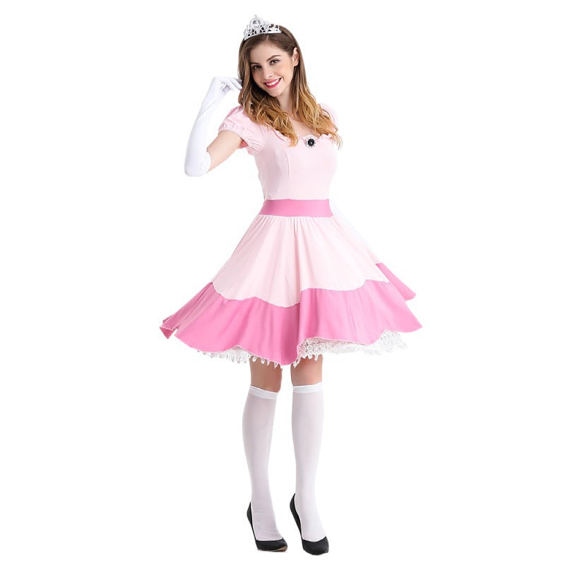 Super Mario Daisy Princess Woman Costume Dresses Adult Cosplay