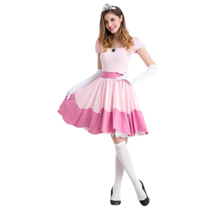 Super Mario Daisy Princess Woman Costume Dresses Adult Cosplay