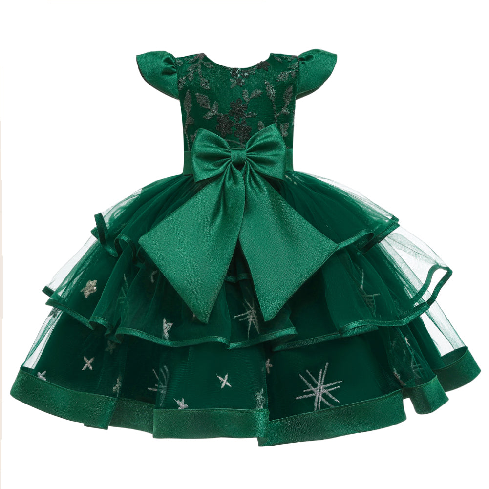Flower Girl Dresses Ruffle Toddler Kids Knee Length Princess Wedding Formal Holiday Birthday Party