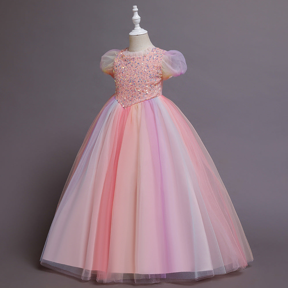 Girl Formal Sequins Wedding Dresses Ball Gown Birthday Holiday Party Bridesmaid
